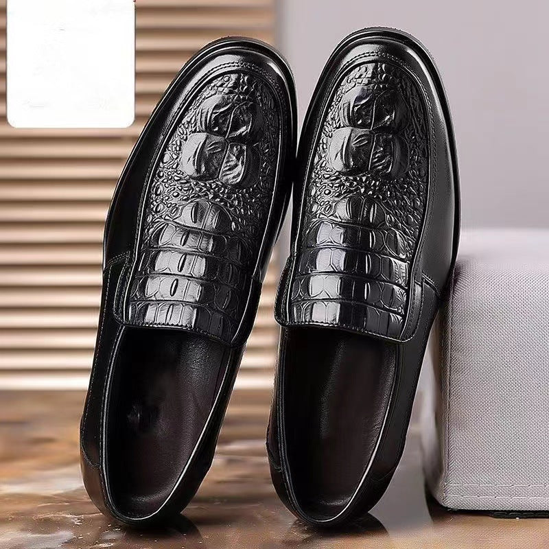 Spring new arrivals: soft leather, soft sole, round toe, breathable, trendy casual leather shoes - business formal, fashionable british style, trendy men's shoes