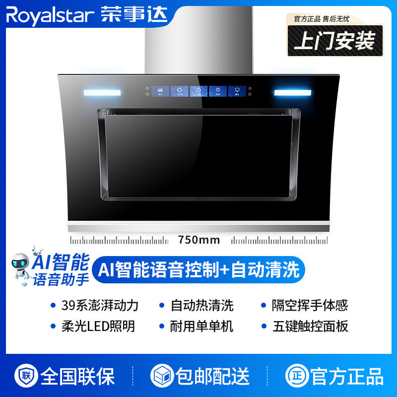 Wholesale royalstar range hood for home kitchen double motor large suction side suction small exhaust range hood