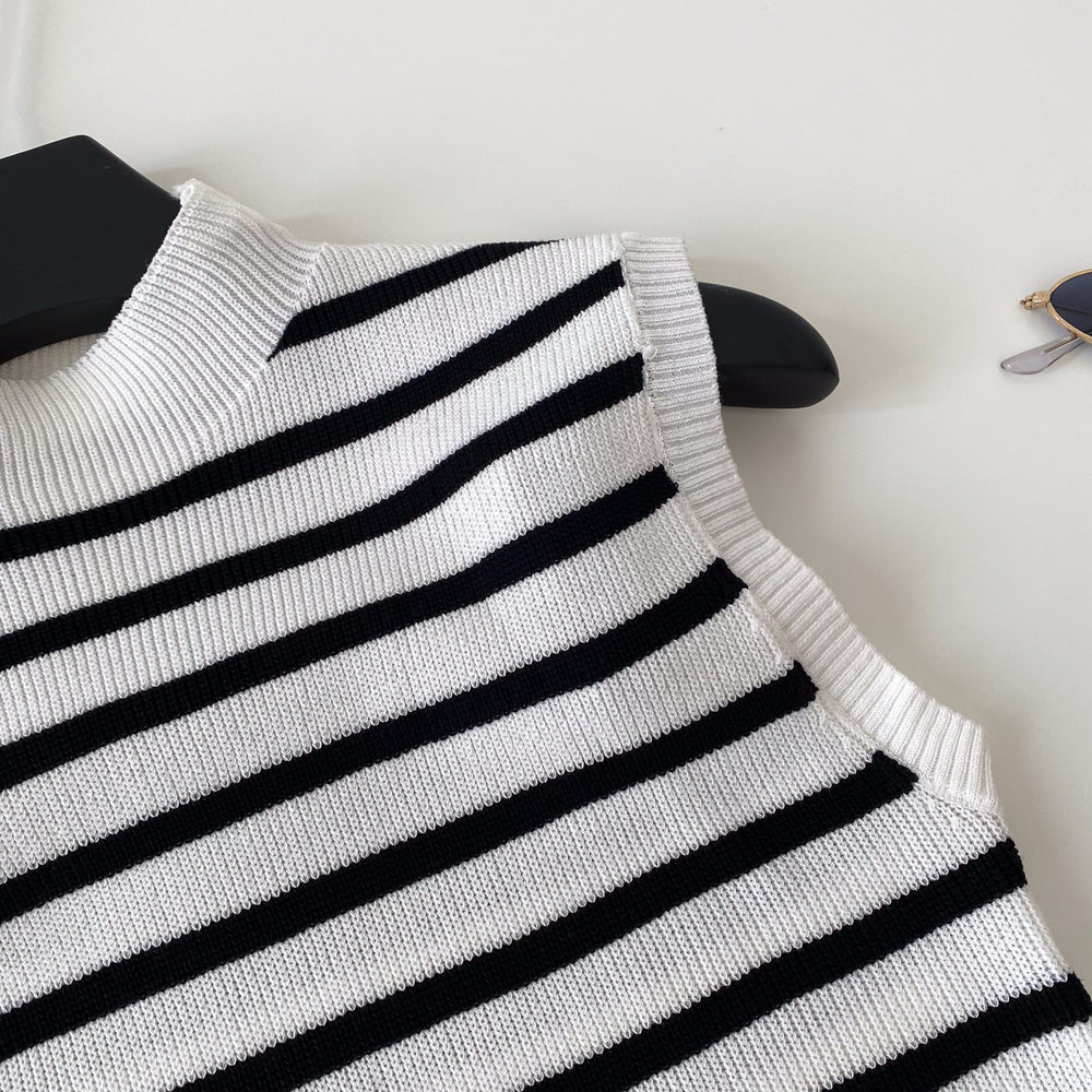 Pure desire work clothing style stripes half turtle neck knitting vest women's summer slimming look sleeveless outwear suspender tops