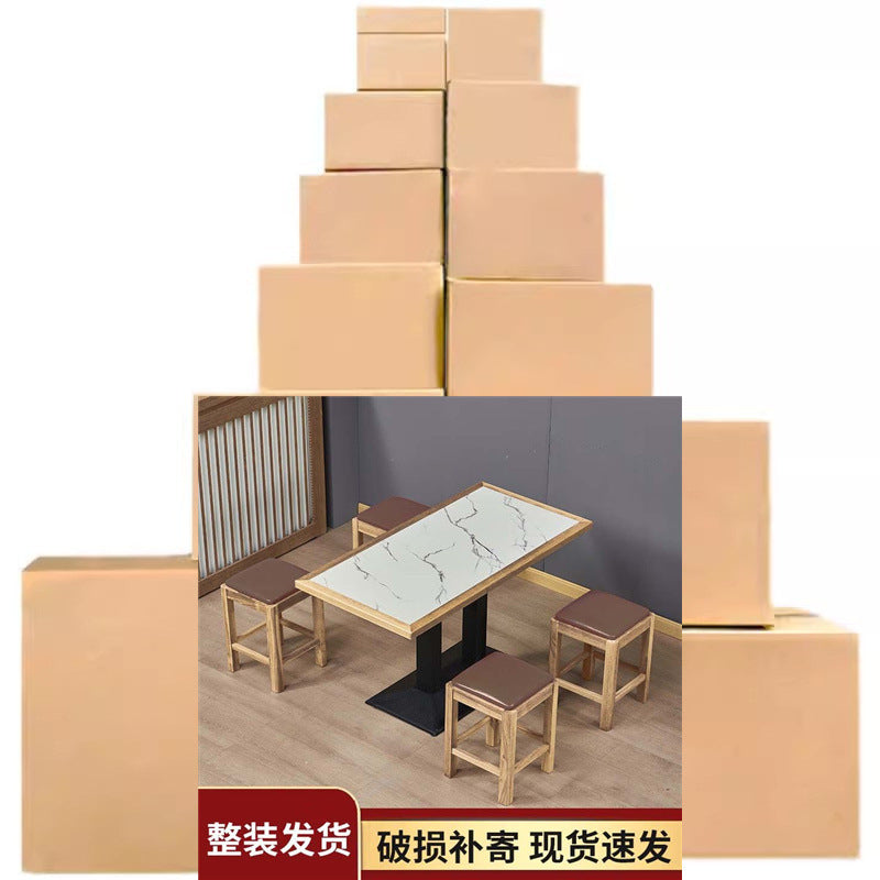 Commercial Square Stool Catering Snack Noodle Restaurant Breakfast Milk Tea Rice BBQ Burger Fast Food Restaurant Backless Solid Wood Stool Household