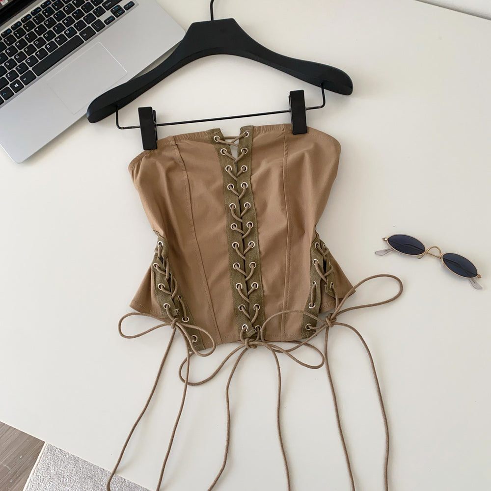 Pure desire sexy sexy sister style tie backtube top vest women's clothes waist slimming lookfashionshort outwear tops