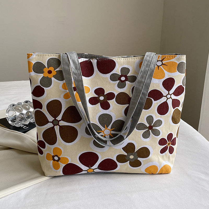 Large capacity printed tote bag - 2023 new trendy handbag, stylish minimalist shoulder bag, everyday commute canvas bag