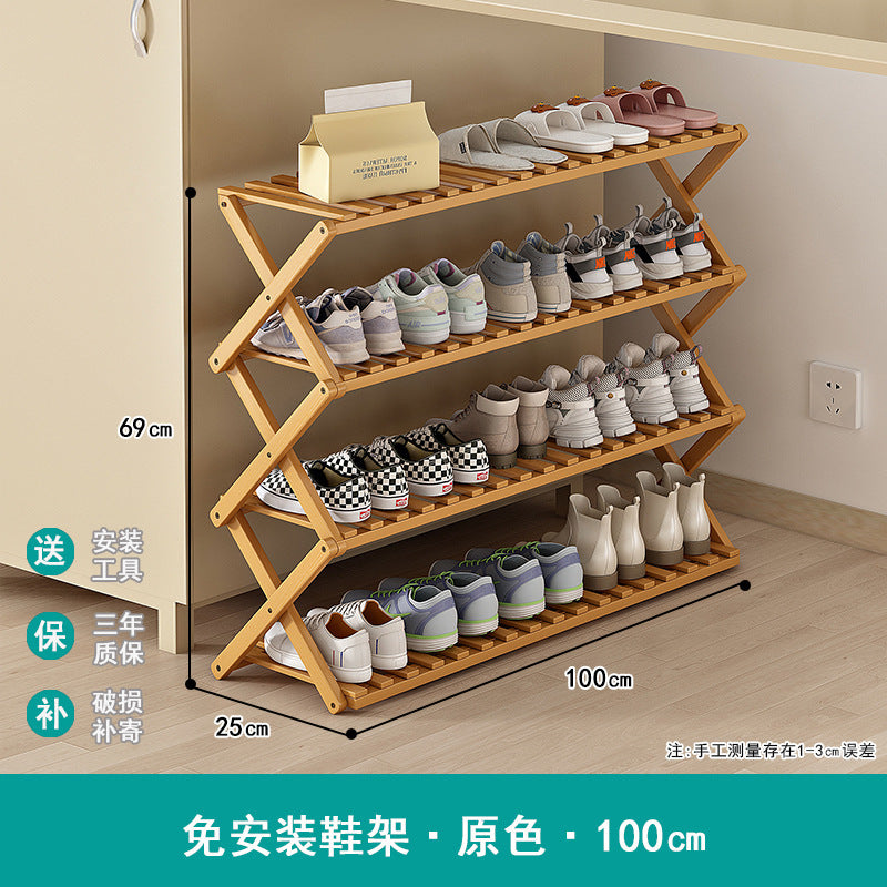 Shoe rack simple door for home multi-layer storage space-saving corner small dust-proof narrow shoe cabinet free of installation