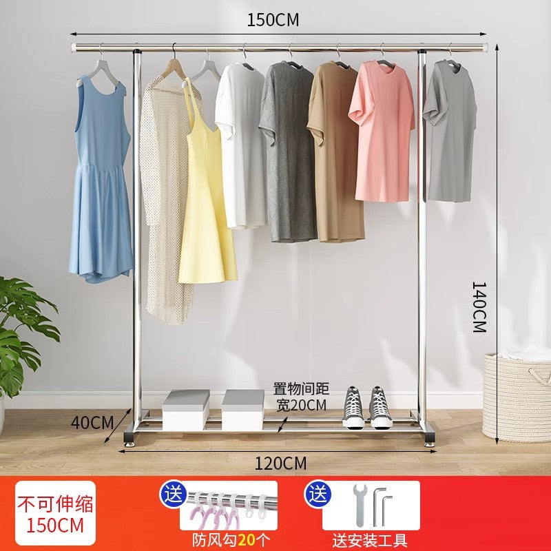 Clothes drying rack floor-standing thickened telescopic for home indoor and outdoor storage rack balcony single and double pole clothes hanger