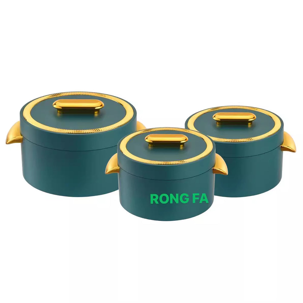 Food warmer containerexport3pcs gold handle straight body insulation box 1.0l 2.l3.5l
