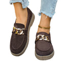 Export metal chain thick bottom loafers for women autumnew arrival cloth large size cross-border low-top shoes wholesale