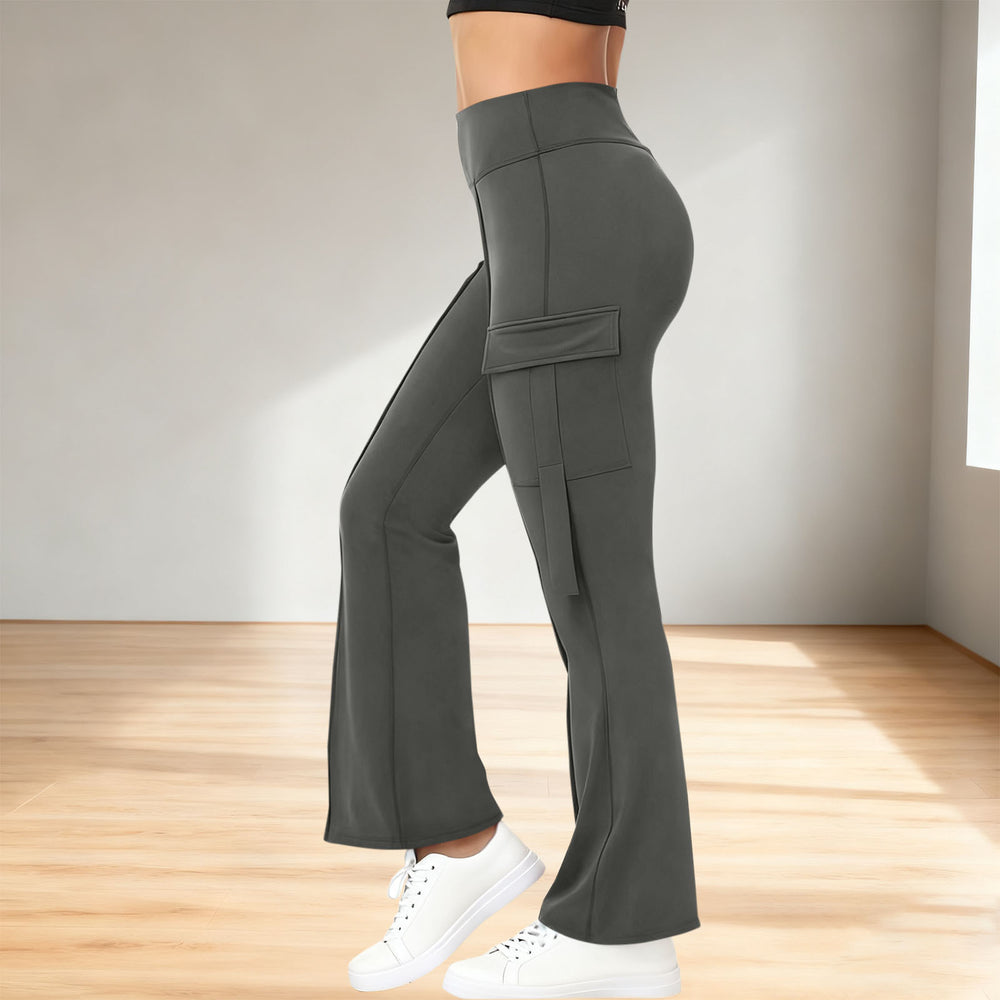 european and american cross-border  women's fashion trend solid color high-waisted belt pocket yoga pants