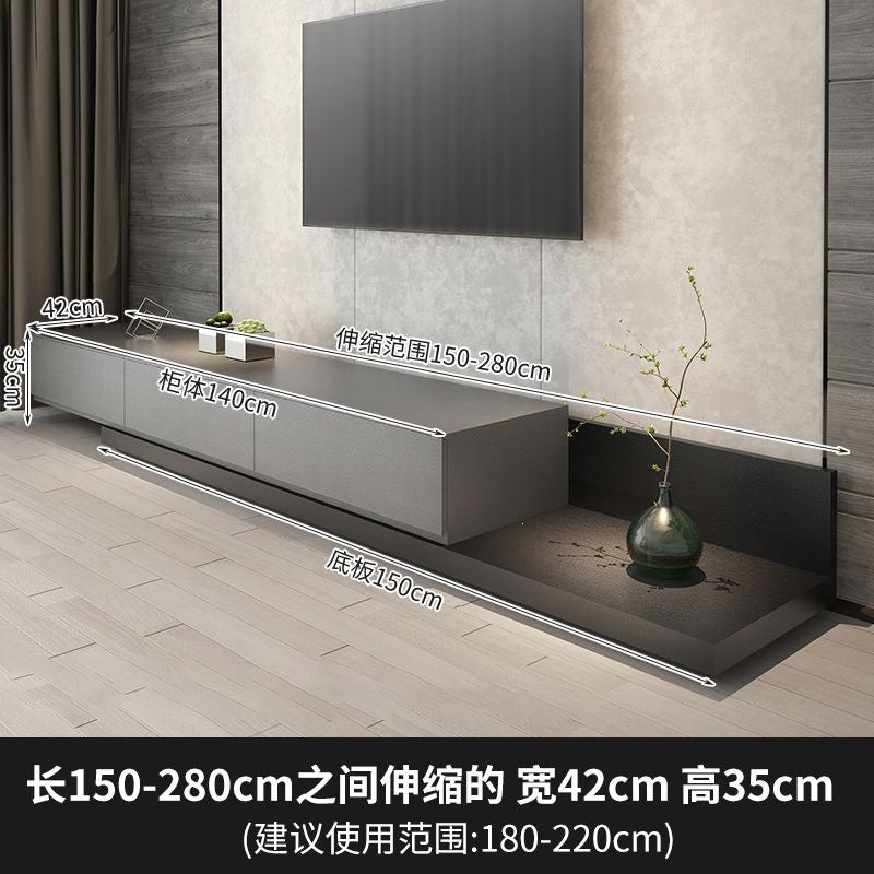 Minimalist extendable tv stand - space-saving, floor-standing coffee table for small apartments - modern, light luxury floating floor cabinet for living room