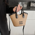 summernew arrival miu satchel tote bag women's 2025new arrival shoulder crossbody vegetable basket bucket