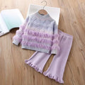 Girls' knitted sweater two-piece set - new autumn/winter  collection - thick, fuzzy, adorable pants set for baby girls