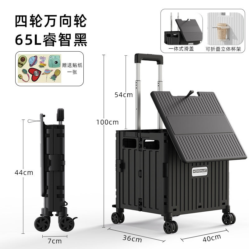 Folding trolley - lightweight rolling cart for shopping, snacks, storage, mobile camping, portable grocery shopping, and express delivery pickup