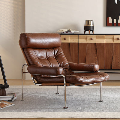Designer medieval style bauhaus single sofa chair modern casual living room for home italian oil wax leather casual chair