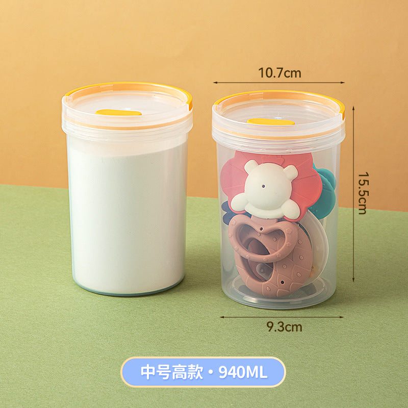 Japanese desktop round transparent storage box plastic sealed baby milk powder box food grade portable storage tank