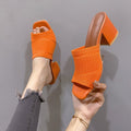 Square toe sandals summer  new french high heels open toe flyknit cutout peep-toe thong sandals wholesale