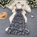 French-inspired floral print camisole dress for women, perfect for summer. korean style, sleeveless, high-waisted a-line silhouette, slimming and elegant maxi dress