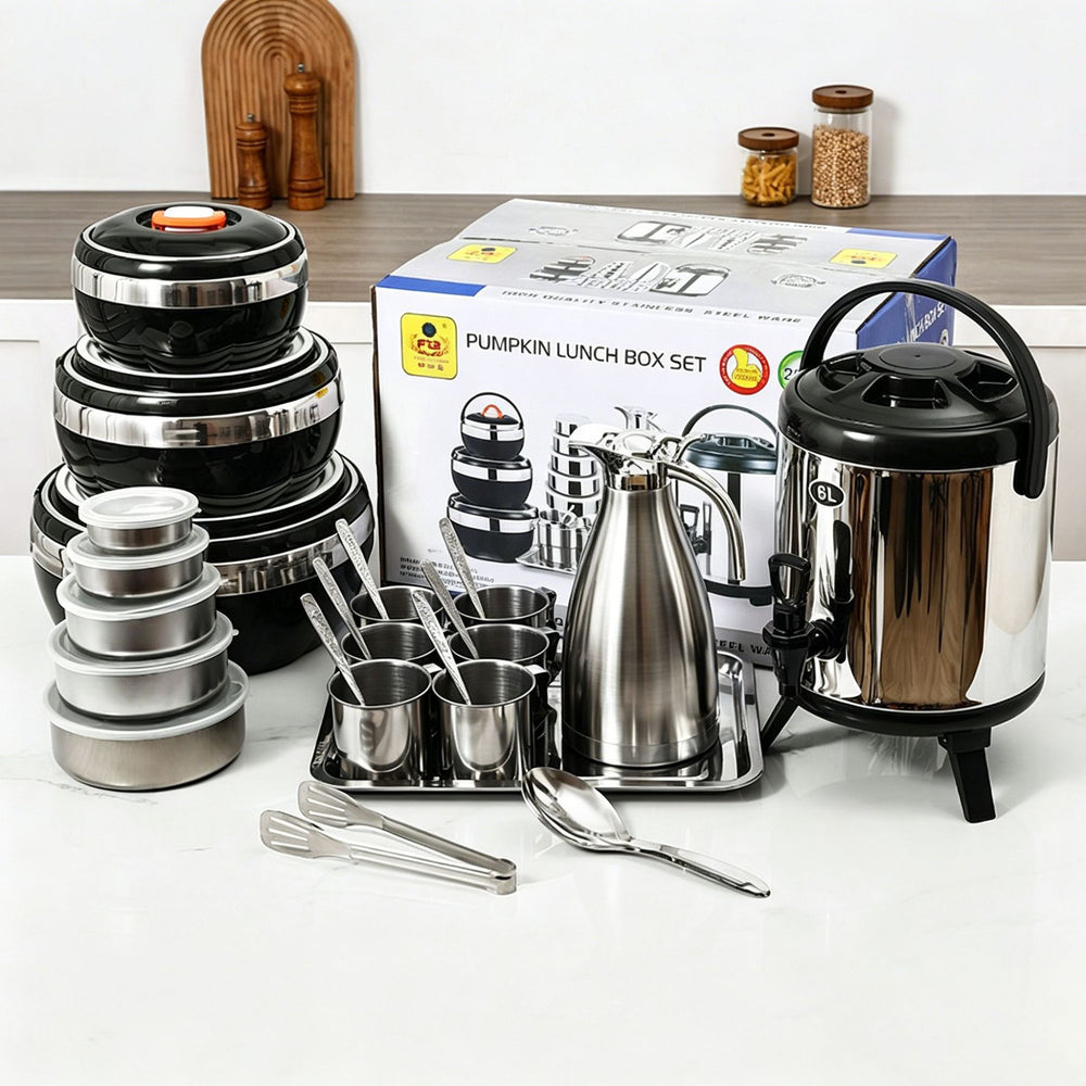 foreign trade stainless steel thermal insulation box commercial milk tea bucket pot 26pcs food thermal insulation pot set gift box