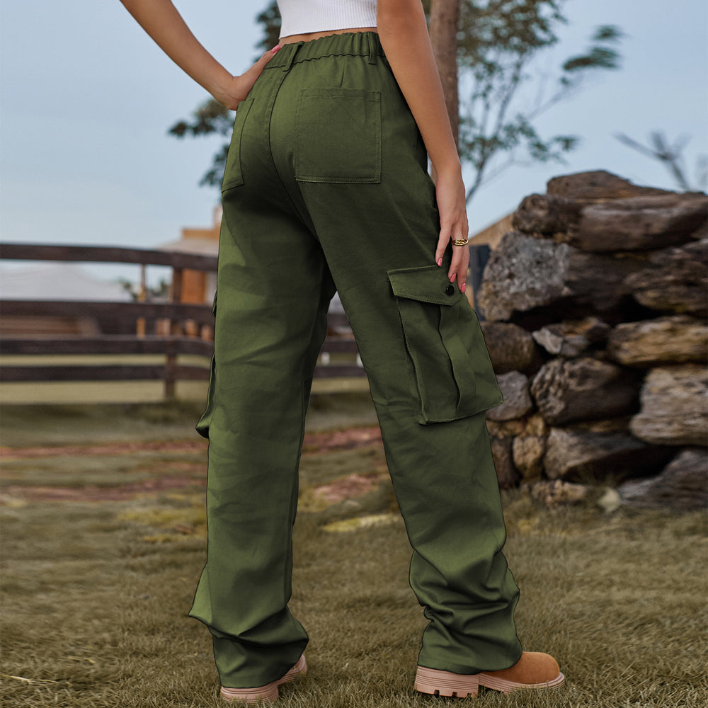 European and american cross-border european and american independent station  new american retro elastic waist denim overalls casual pants for women