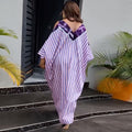 European and american cross-border women's clothing:  summer new arrival - elegant, casual, loose-fit, plus size, v-neck, striped maxi dress
