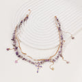 European and american cross tassel beaded necklace - women's mystical, niche, high-end purple crushed stone wrap choker