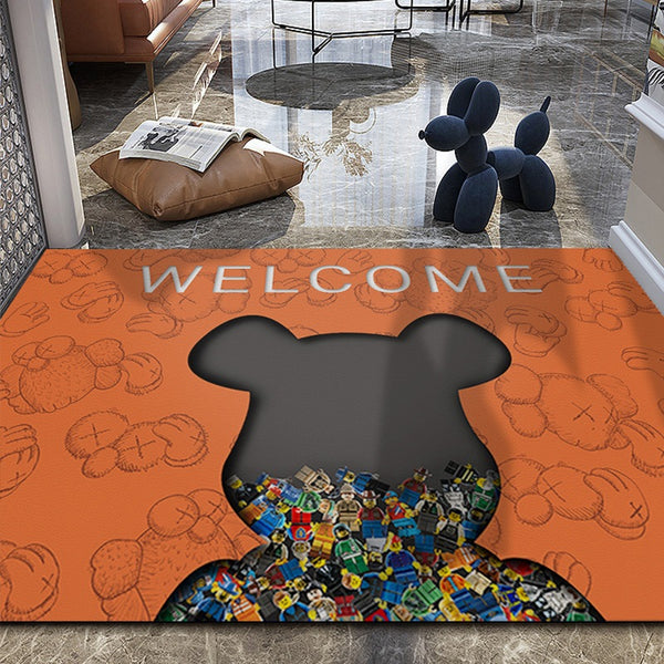 Entry door floor mat PVC scrubbable leave-in washable cutting floor mat Entrance door mat Household leather non-slip foot mat