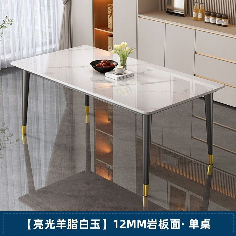 Rock slab dining table and chair combination rectangular for home small apartment medieval style modern casual rental house dining table