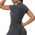 European and american style crew neck quick-dry yoga top t-shirt - slim fit, stretchy activewear for women - custom oem short sleeve fitness apparel