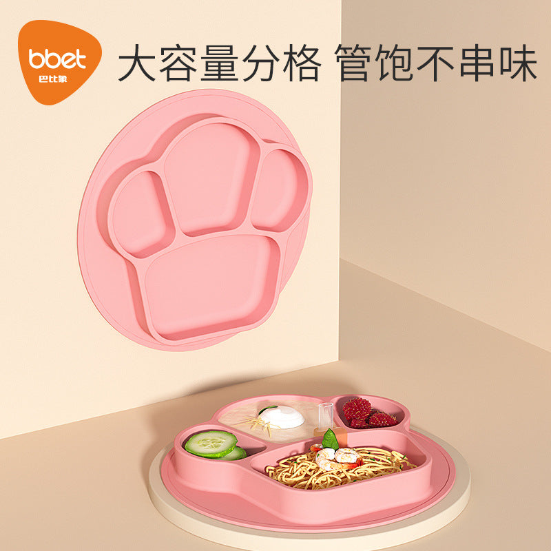 All-in-one baby feeding set: silicone suction bowl with divided plates for toddlers - perfect for weaning and mealtime training