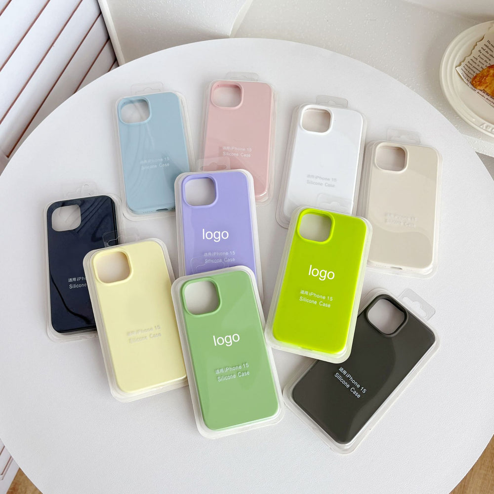 Premium liquid silicone full coverage case for apple iphone 15, solid color protective cover for iphone 14 pro max