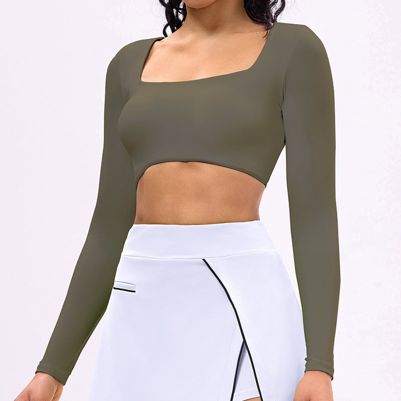 New summer fitness running sports skirt long sleeve top with padded bra tennis outfit golf tennis skirt for women