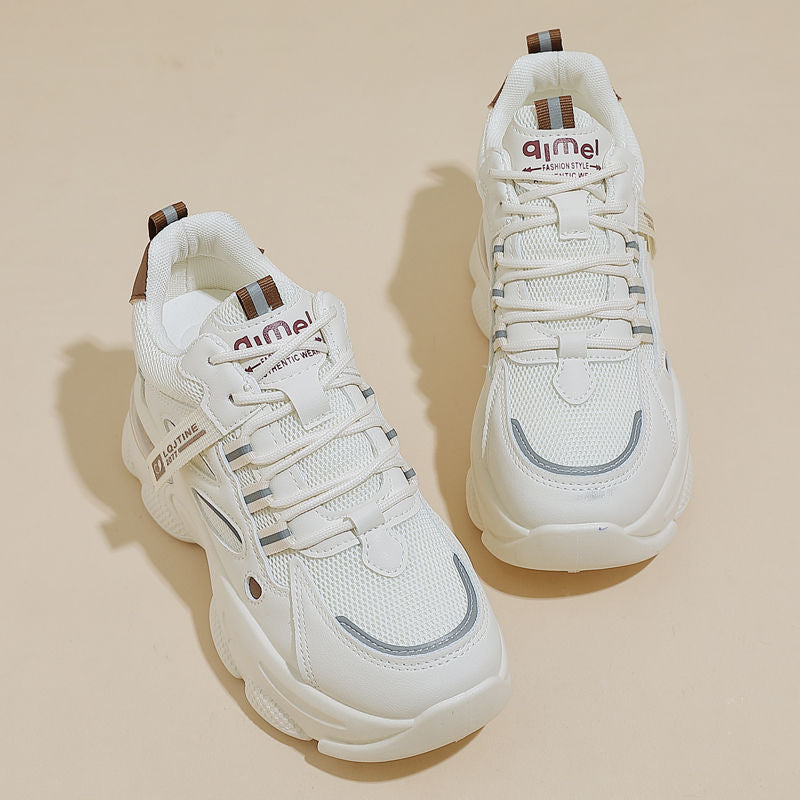 Inner height-increasing dad shoes women's lightweight thick-soled 2025 new mesh autumn and winter small man shows height casual sports shoes