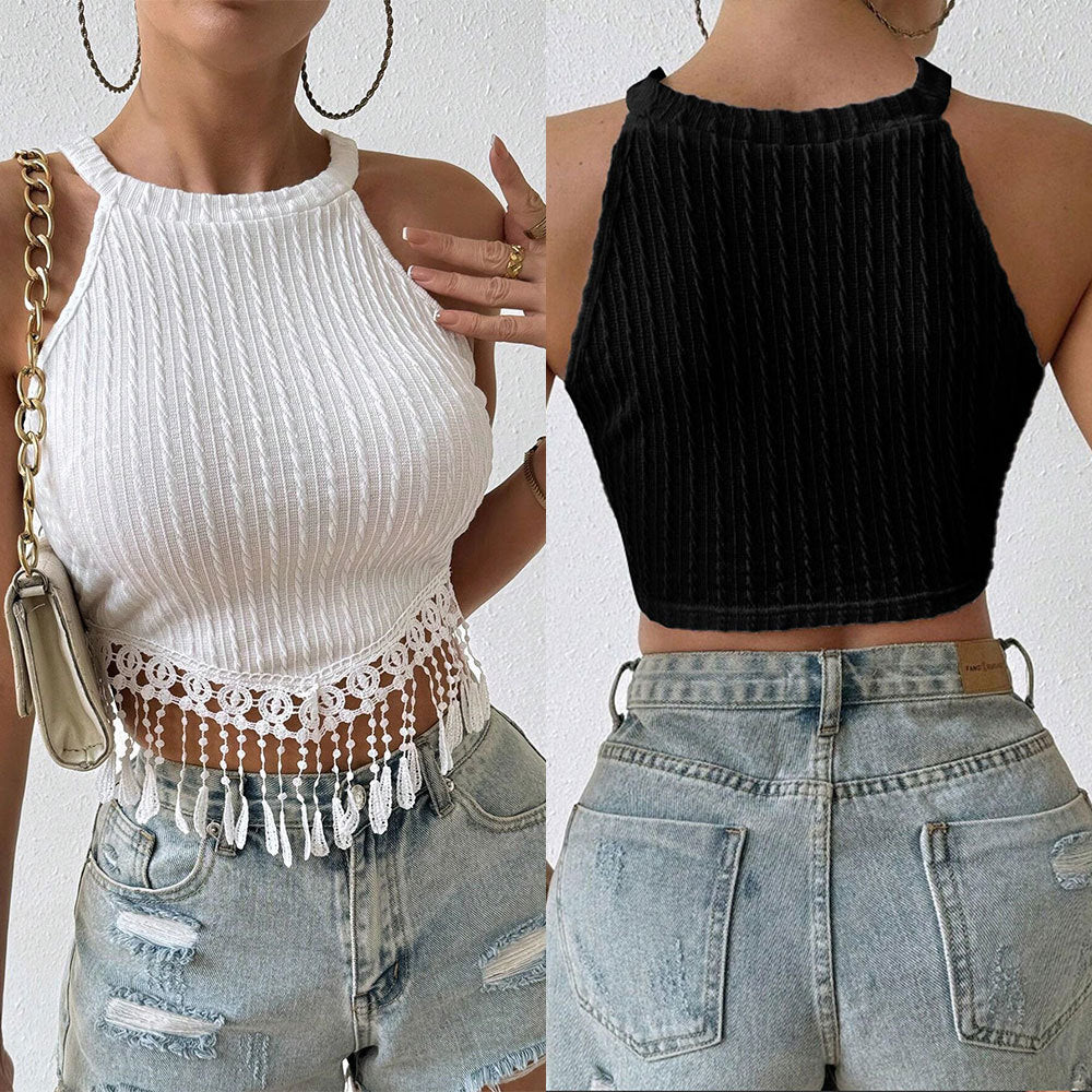 women's spring/summer new arrivals: elegant tassel tank top - cropped, slim-fit, and figure-flattering
