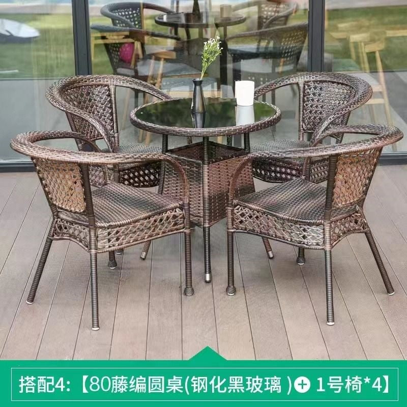 Three-piece rattan chair set casual tea table courtyard rattan outdoor table and chairs balcony tea table and chairs balcony casual table and chairs