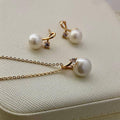 Fashionins imitation pearl necklace suit fashionaccessible luxuryclassysensecasualelegantniche style diamond-encrusted earrings for women