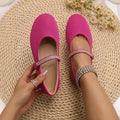 Plus size rhinestone bow mary jane shoes - new autumn  collection - round toe, single strap, flat women's shoes