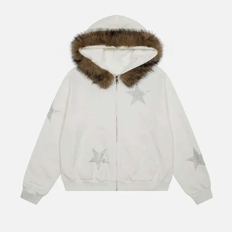 autumn/winter hooded sweatshirt: y2k hot girl aesthetic, plush hoodie, high street bf style, rhinestone embellished