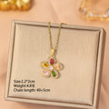 [titanium steel] fashion full diamond copper inlaid zirconium five-petal flower necklace for women, non-fading niche classy simple clavicle chain