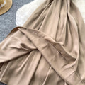 Light mature style lapel short-sleeved satindress women's summer soft waist slimming look a-line long skirt work clothingelegant