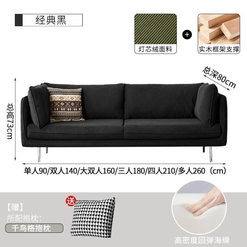 Leather sofa living room italian normcore office reception retro straight row small apartment plaid leisure double three person sofa