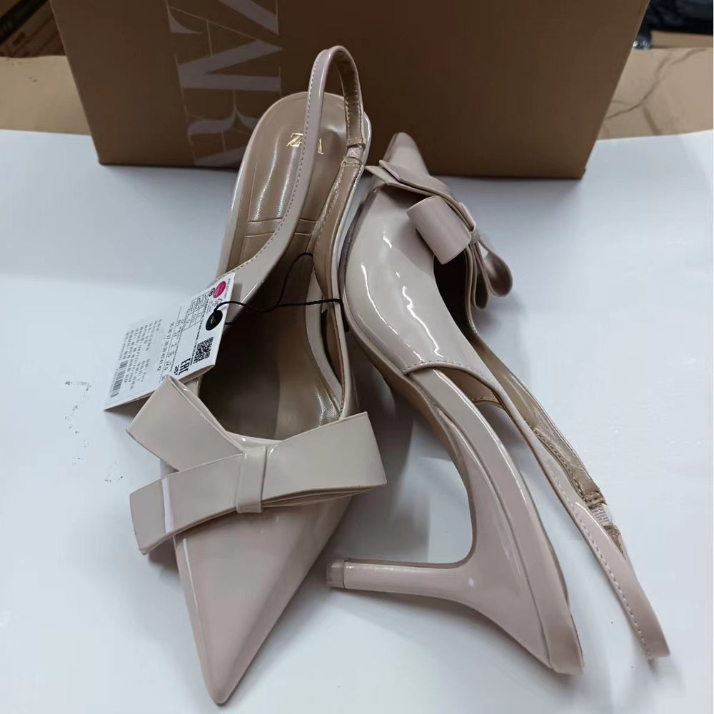 Za high heels: 2024 spring/summer new arrivals - stylish and versatile women's shoes for everyday casual wear, featuring bow accents, pointed toe, and french-inspired design