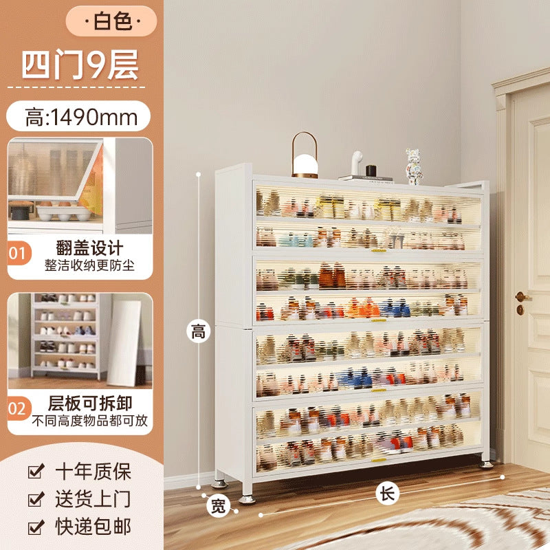 Household steel shoe cabinet, entrance door, large-capacity storage shoe cabinet, floor-standing multi-layer dust-proof shoe rack, rental house