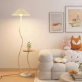 French cream style curved floor lamp with shelf - perfect for living room, bedroom, sofa side, coffee table - artistic retro ambient lighting