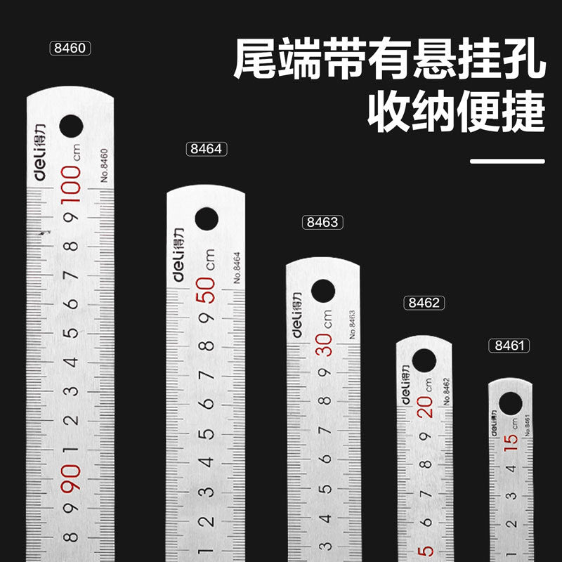 Deli 8460 Steel Ruler 1m Scale Ruler Length Ruler 100cm Steel Ruler Measurement Drawing Ruler Stainless Steel Tool
