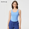 Shortsilmslimming look sports vest for women with chest pad, nude feel, comfortable back, sleeveless fitness yoga wear d25056