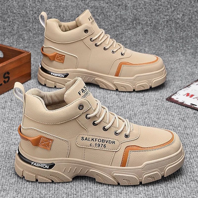 Men's 2025 new winter work boots: waterproof, slip-resistant, wear-resistant, athletic, casual, workwear, and trendy martin boots for construction sites