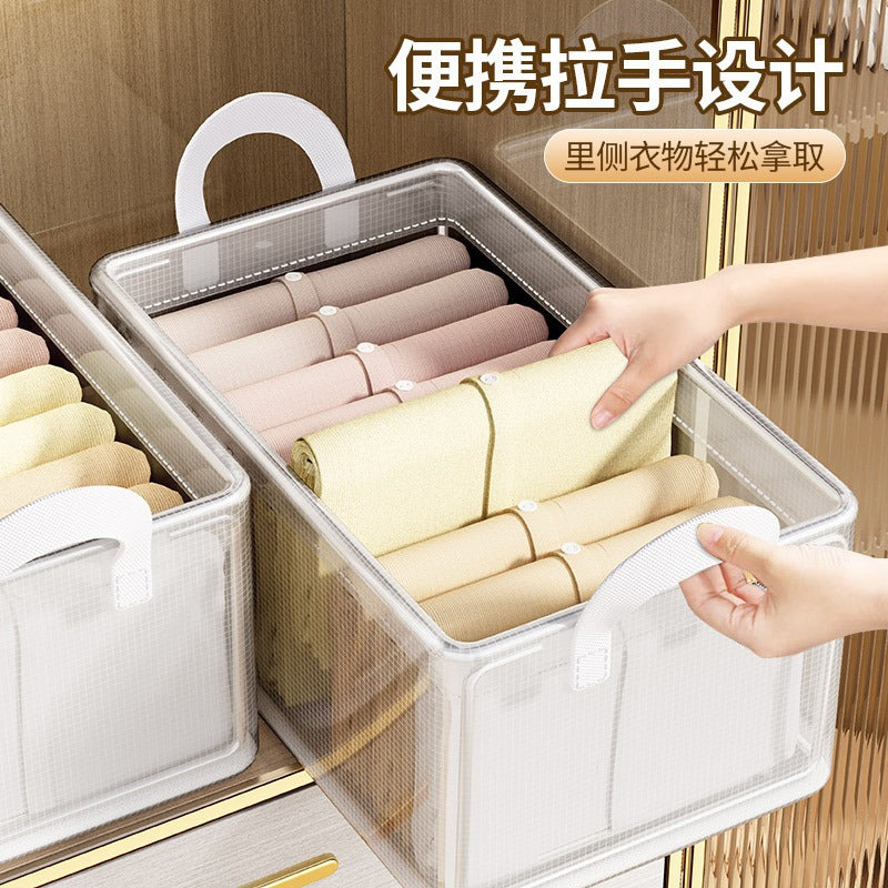 Cross-border PVC transparent steel frame box, clothes storage box, household finishing storage box, multi-functional clothing storage basket