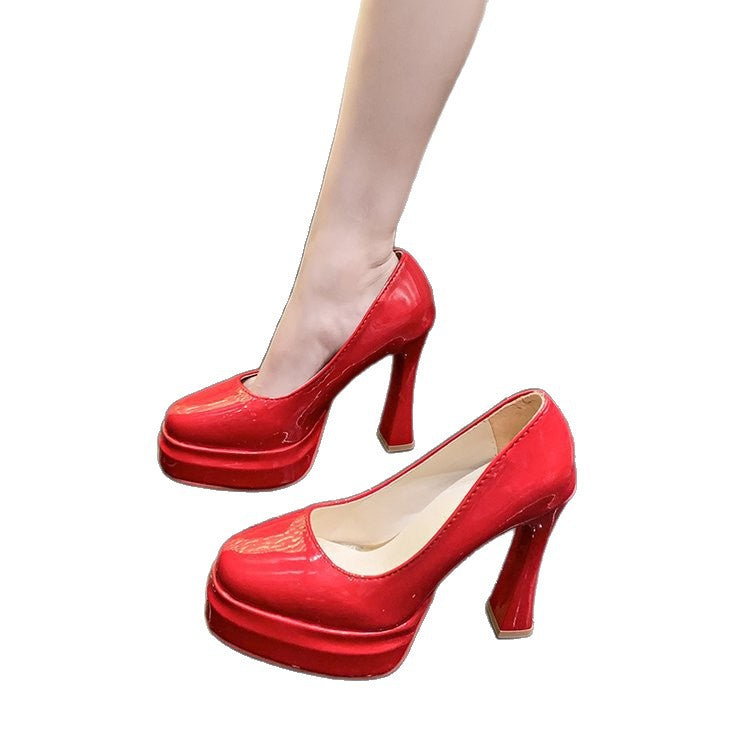 Hate the sky high sexy red bottom plus size high heels for women 2026new arrivalwaterproof platform socialite banquet elegant thick heel flats