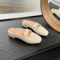 2025 summer fashion loafers: retro gold buckle pvc slip-ons with hidden wedge heel - women's comfortable half-slippers