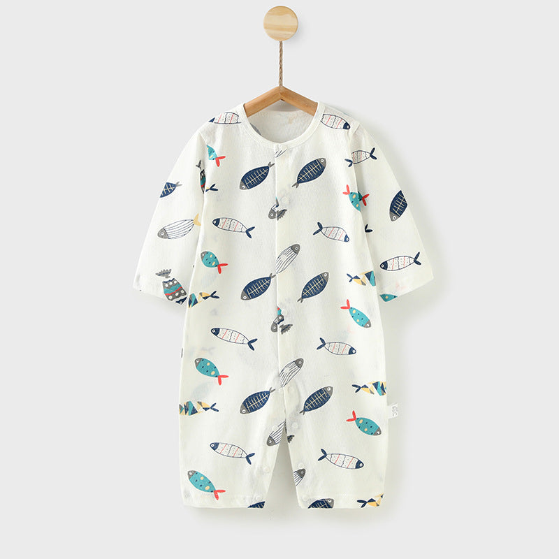 Wholesale baby rompers - spring/summer lightweight air conditioning suits, baby pajamas, long-sleeve onesies, crawling suits, newborn clothes