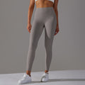 No awkward line double-sided brushed nude breathable yoga nine-point pants high waist hip lift peach tight sports fitness pants