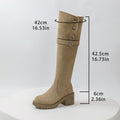 round toe over-the-knee boots for women  winternew arrivalfleece-linedslimming lookthick sole belt buckle high heel slim boots